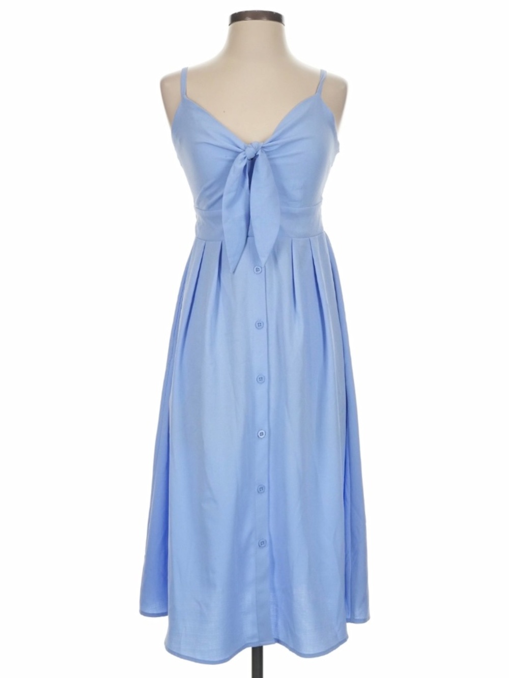 Kensie Baby Blue Tie Front Smocked Midi Dress Size 4